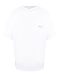 Мужская белая футболка с круглым вырезом с цветочным принтом от Wooyoungmi