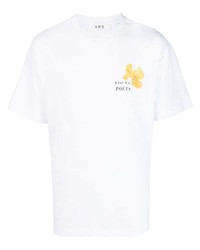 Мужская белая футболка с круглым вырезом с цветочным принтом от YOUNG POETS