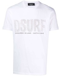 Мужская белая футболка с круглым вырезом с шипами от DSQUARED2