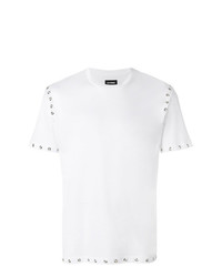 Мужская белая футболка с круглым вырезом с шипами от Les Hommes
