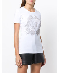 Женская белая футболка с круглым вырезом с шипами от Versace Jeans