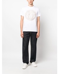 Мужская белая футболка с круглым вырезом с шипами от Versace