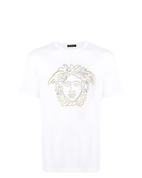 Мужская белая футболка с круглым вырезом с шипами от Versace
