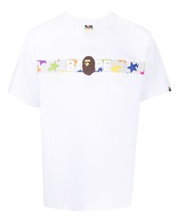 Мужская белая футболка с круглым вырезом со звездами от A Bathing Ape