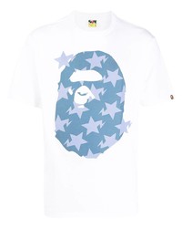 Мужская белая футболка с круглым вырезом со звездами от A Bathing Ape