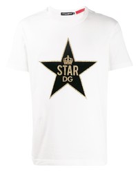 Мужская белая футболка с круглым вырезом со звездами от Dolce & Gabbana