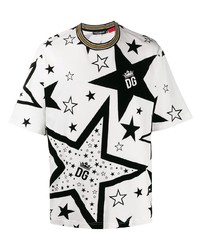 Мужская белая футболка с круглым вырезом со звездами от Dolce & Gabbana