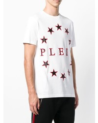 Мужская белая футболка с круглым вырезом со звездами от Philipp Plein