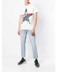 Мужская белая футболка с круглым вырезом со звездами от Versace Jeans