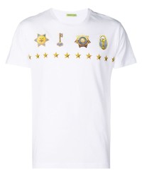 Мужская белая футболка с круглым вырезом со звездами от VERSACE JEANS COUTURE