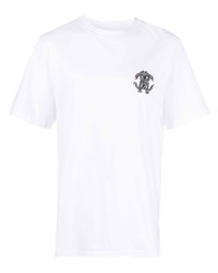 Мужская белая футболка с круглым вырезом со змеиным рисунком от Roberto Cavalli