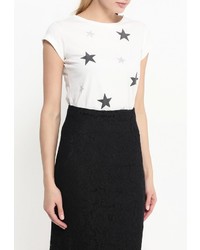 Женская белая футболка с круглым вырезом от adL