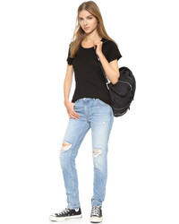 Женская белая футболка с круглым вырезом от Monrow