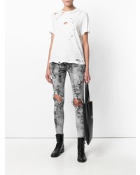 Женская белая футболка с круглым вырезом от Amiri