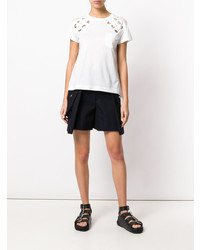 Женская белая футболка с круглым вырезом от Sacai