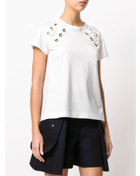 Женская белая футболка с круглым вырезом от Sacai