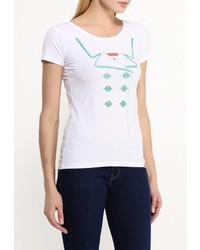 Женская белая футболка с круглым вырезом от F5