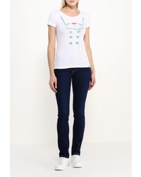 Женская белая футболка с круглым вырезом от F5