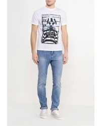 Мужская белая футболка с круглым вырезом от F5