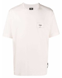 Мужская белая футболка с круглым вырезом от Fendi