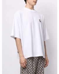 Мужская белая футболка с круглым вырезом от We11done