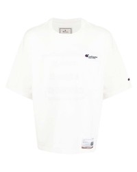 Мужская белая футболка с круглым вырезом от Maison Mihara Yasuhiro