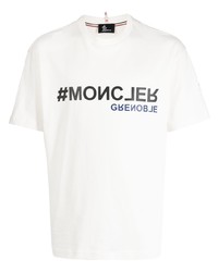 Мужская белая футболка с круглым вырезом от MONCLER GRENOBLE