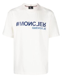 Мужская белая футболка с круглым вырезом от MONCLER GRENOBLE