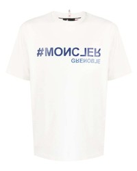 Мужская белая футболка с круглым вырезом от MONCLER GRENOBLE