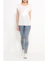 Женская белая футболка с круглым вырезом от Noisy May