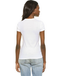 Женская белая футболка с круглым вырезом от J Brand