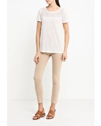 Женская белая футболка с круглым вырезом от Sisley