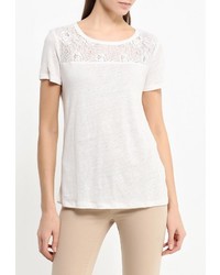 Женская белая футболка с круглым вырезом от Sisley