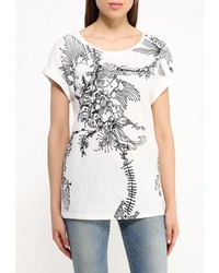 Женская белая футболка с круглым вырезом от Sisley