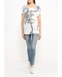 Женская белая футболка с круглым вырезом от Sisley