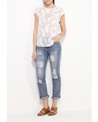 Женская белая футболка с круглым вырезом от Sisley