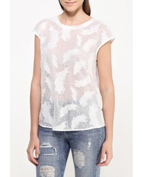 Женская белая футболка с круглым вырезом от Sisley