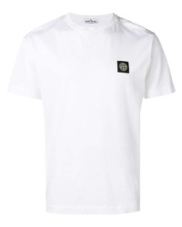 Мужская белая футболка с круглым вырезом от Stone Island