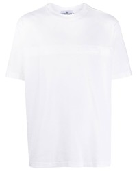 Мужская белая футболка с круглым вырезом от Stone Island