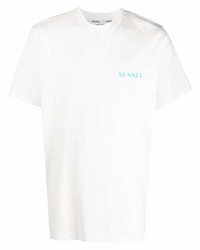 Мужская белая футболка с круглым вырезом от Sunnei