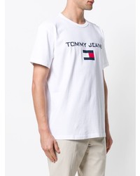 Мужская белая футболка с круглым вырезом от Tommy Jeans