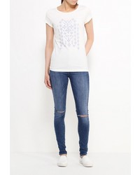 Женская белая футболка с круглым вырезом от Tom Tailor Denim