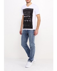 Мужская белая футболка с круглым вырезом от Trussardi Jeans