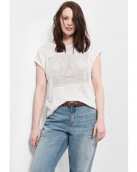 Женская белая футболка с круглым вырезом от Violeta BY MANGO