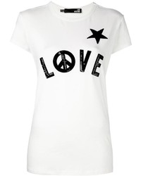 Женская белая футболка с пайетками с украшением от Love Moschino