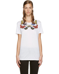 Женская белая футболка с пайетками от Alexander McQueen