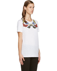 Женская белая футболка с пайетками от Alexander McQueen