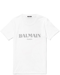 Мужская белая футболка с принтом от Balmain
