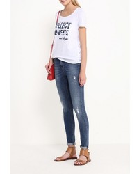 Женская белая футболка с принтом от BOSS ORANGE