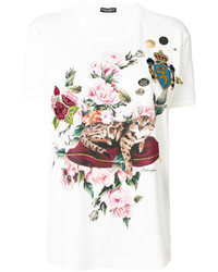 Женская белая футболка с принтом от Dolce & Gabbana